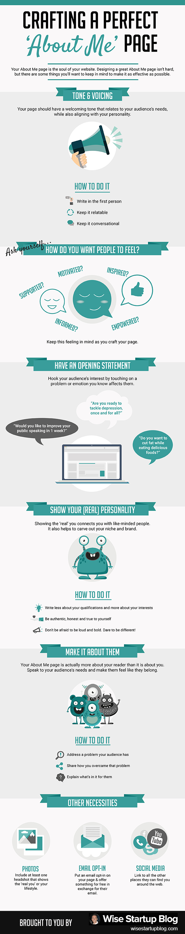 About Me Page Infographic provided by Wise Startup Blog