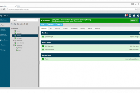 New Interface for Agility CMS