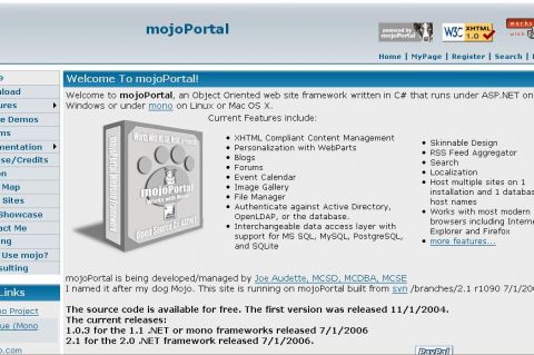 Screenshot of mojoPortal