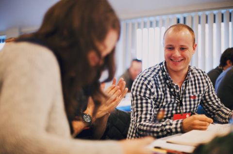 Richard Saunders in a conference room