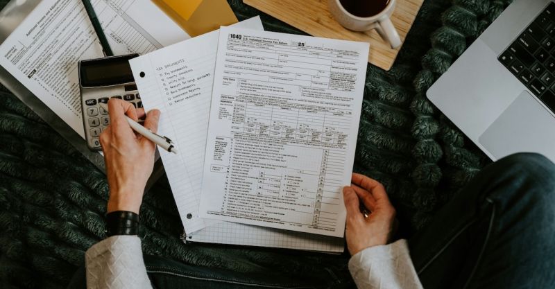 a person reviewing tax return documents