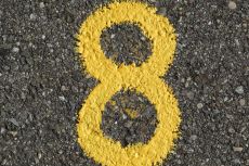 Number eight painted in the pavement
