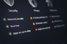Closeup of a computer screen showing an antivirus software status screen