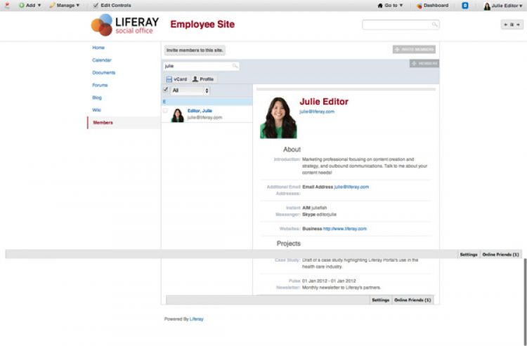 User Profile within Liferay Social Office 2.0